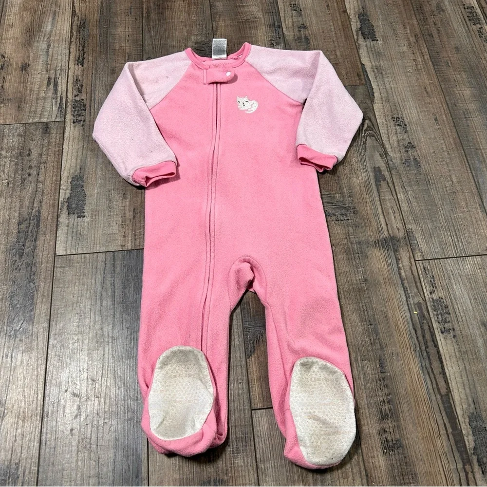 Gerber Toddler Girl Loose Fit Fleece‎ Footed Pajamas Size 24 Months 2T Lot Of 4